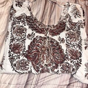 Billabong Red and White Embellished Buttoned Blouse